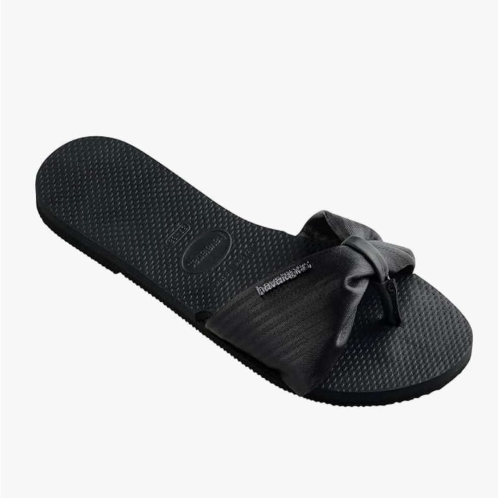 Havaianas Black Slide Sandals with Bow